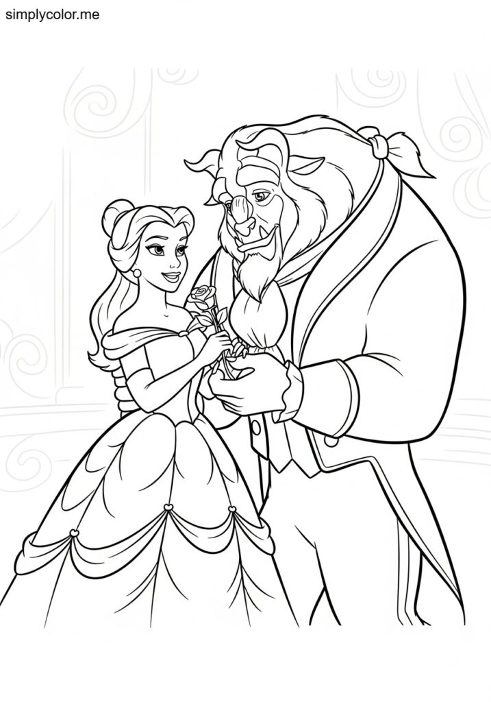 Beauty and the Beast printable coloring page Disney fairy tale