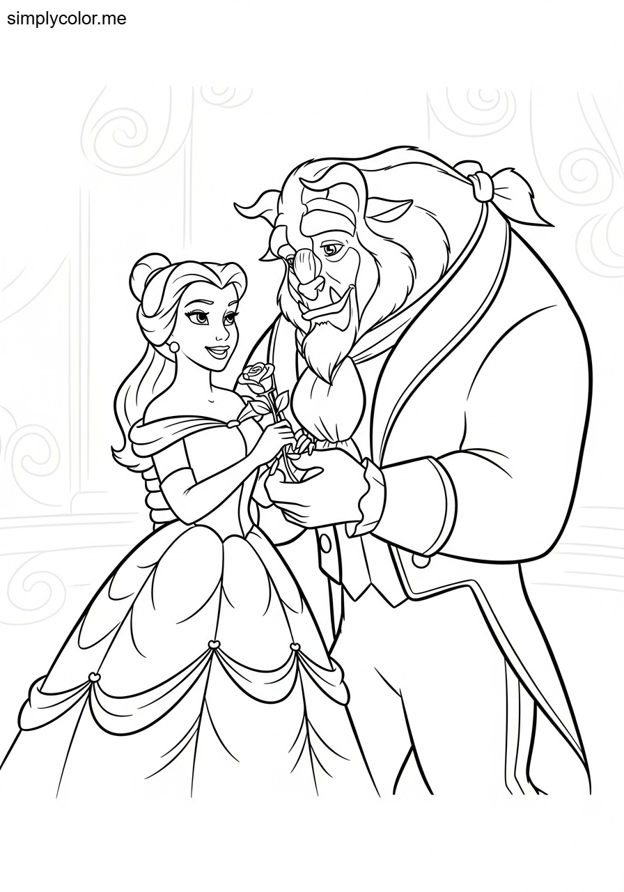 Beauty and the Beast printable coloring page Disney fairy tale