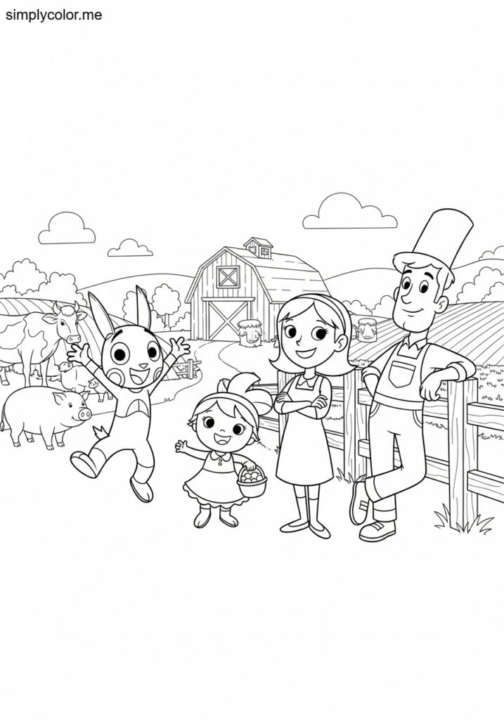 Big City Greens coloring page farm family cartoon fun
