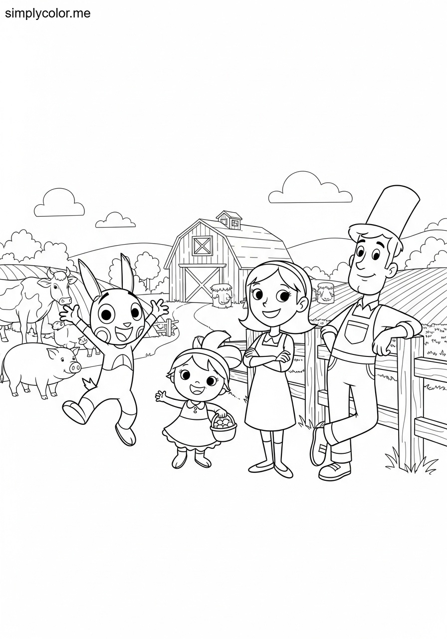 Big City Greens coloring page farm family cartoon fun