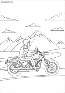 Biker coloring page motorcycle rider and road adventure Biker coloring page motorcycle rider and road adventure