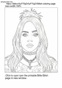 Billie Eilish coloring page printable for music fans Billie Eilish coloring page printable for music fans