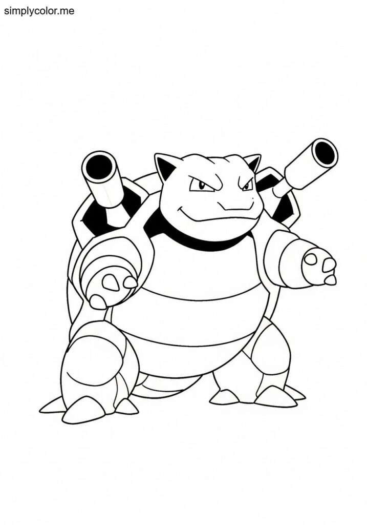 Blastoise coloring page printable for Pokémon lovers