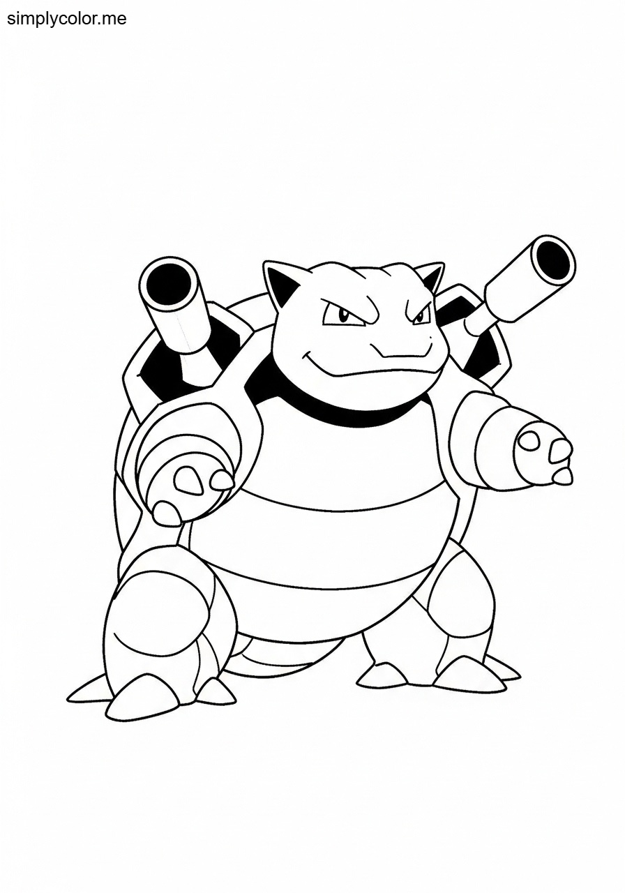 Blastoise coloring page printable for Pokémon lovers