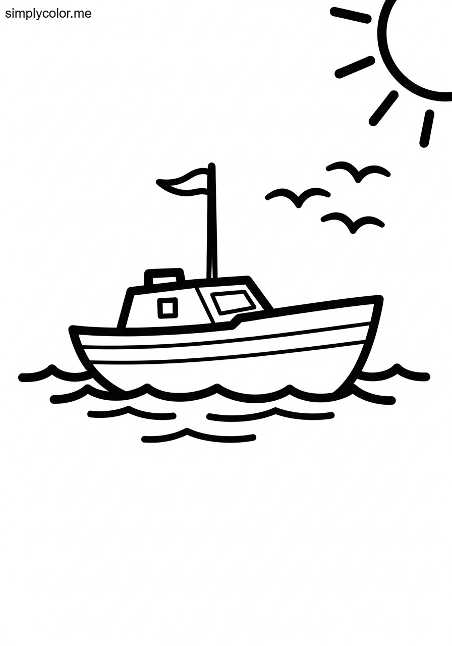 Boat coloring page printable for kids who love the sea