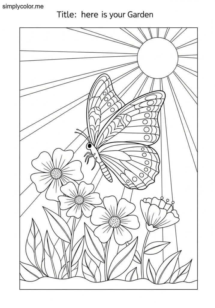 Butterflies coloring page printable beautiful winged insect and garden friend