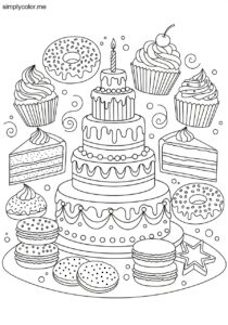 Cakes coloring page sweet bakery treat to color and enjoy