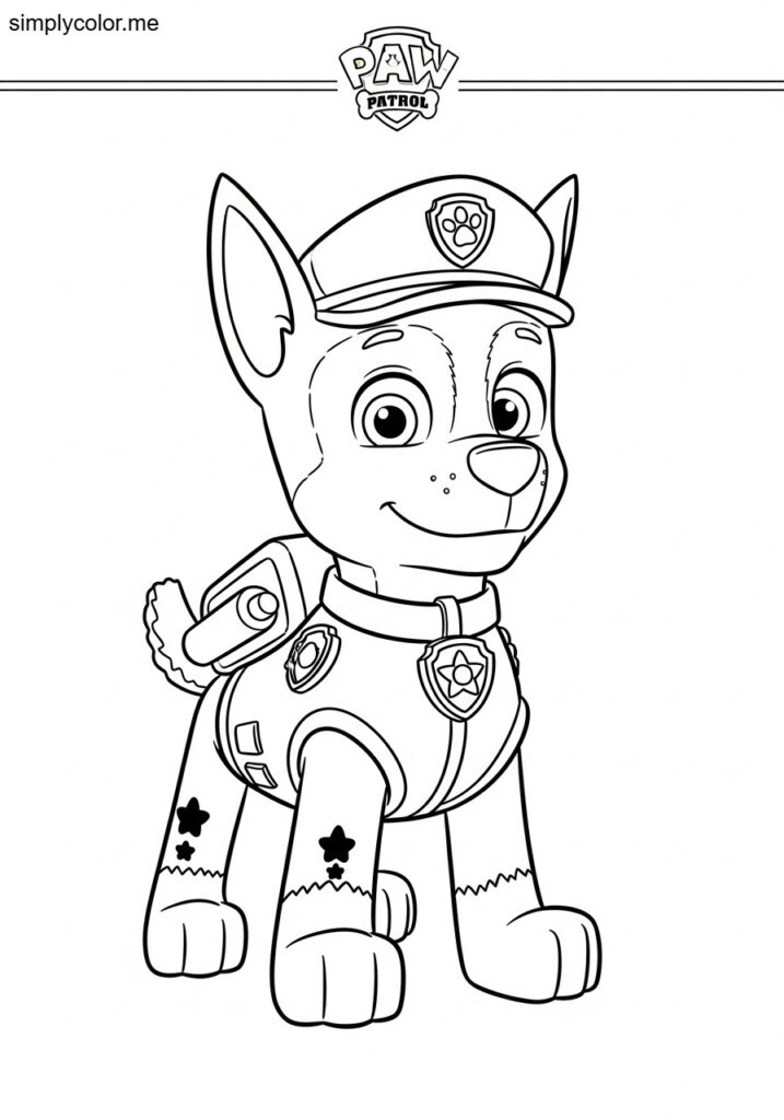 Chase color page Paw Patrol police pup adventure