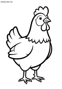 Chicken coloring book page farm animal friend to color