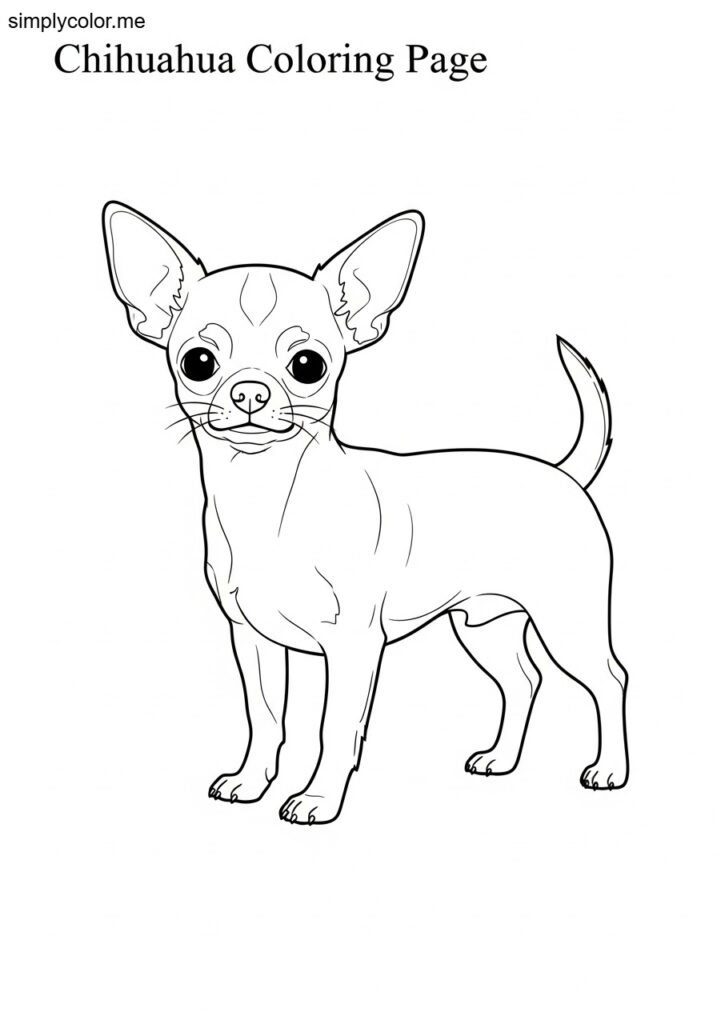 Chihuahua coloring page tiny dog breed design for pet lover