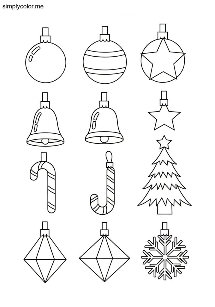 Christmas coloring page ornaments printable for holiday fun