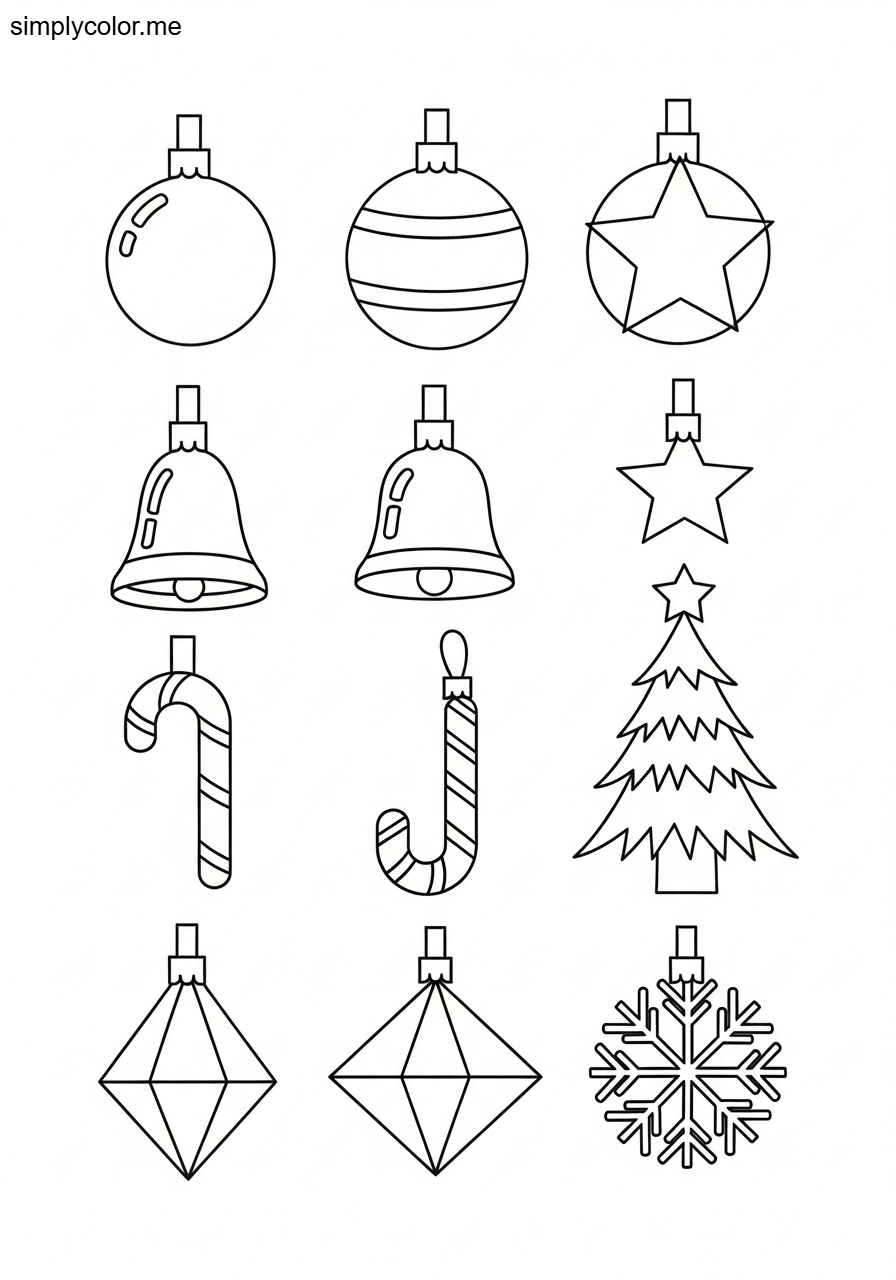 Christmas coloring page ornaments printable for holiday fun