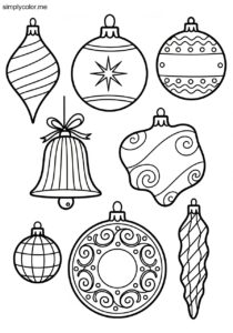 Christmas ornament color page festive tree decoration and holiday bauble design