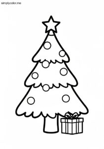 Christmas tree coloring page printable for kids