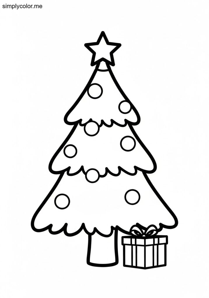 Christmas tree coloring page printable for kids