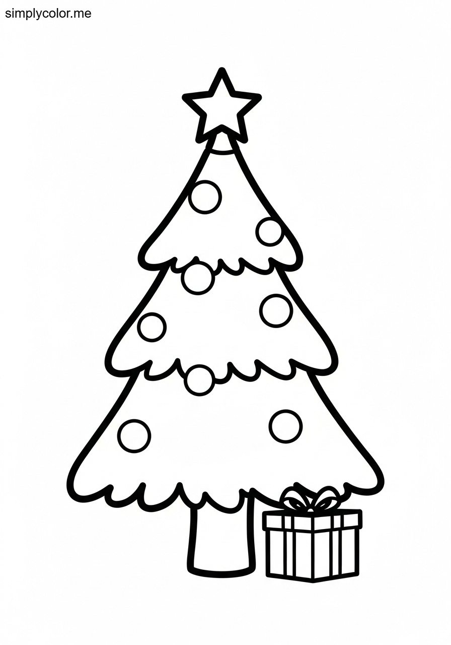 Christmas tree coloring page printable for kids