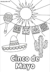 Cinco de Mayo color page printable for kids and classrooms