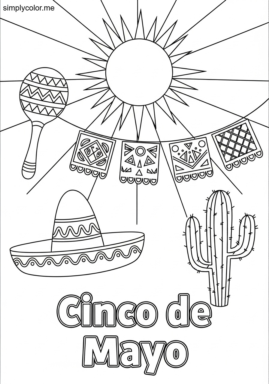 Cinco de Mayo color page printable for kids and classrooms