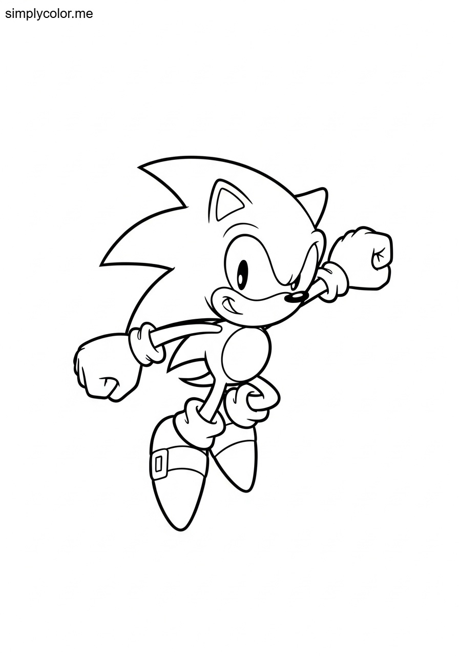 Classic Sonic coloring page retro hedgehog gaming nostalgia