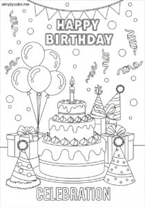 Color page birthday celebration theme for special day fun