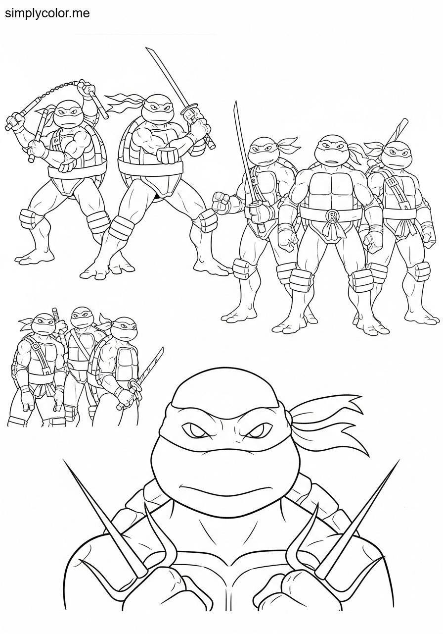 Coloring page Ninja Turtles printable for kids and boys