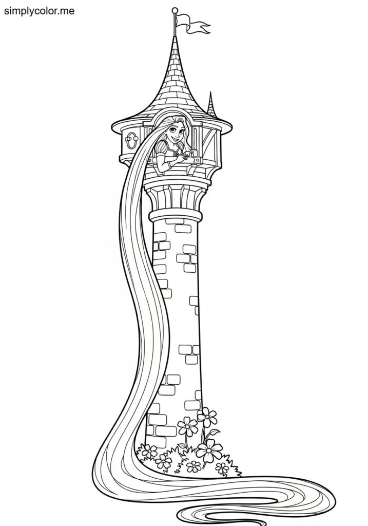 Coloring page Tangled printable for Rapunzel fans