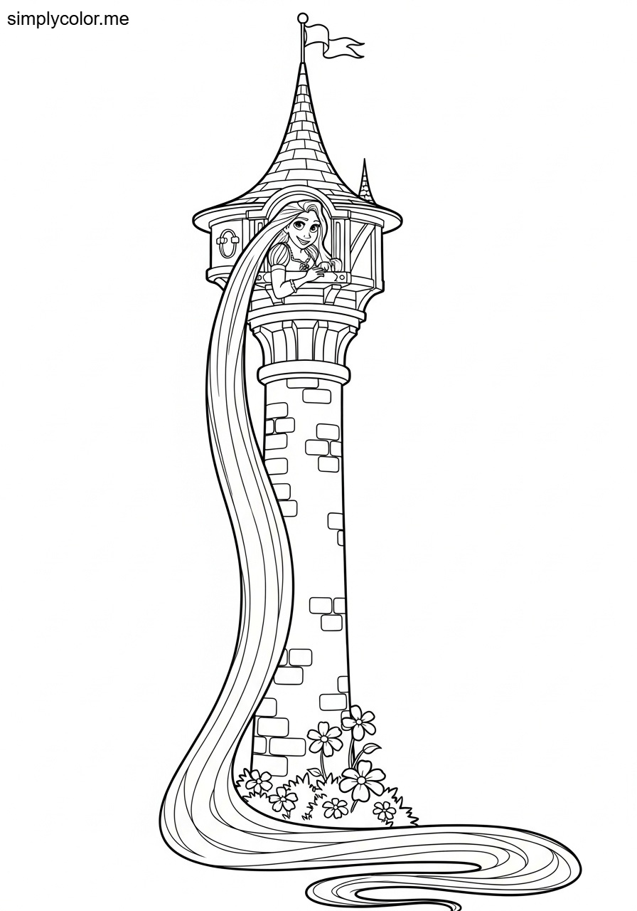 Coloring page Tangled printable for Rapunzel fans