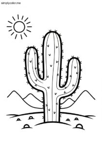 Coloring page cactus printable for desert and nature art