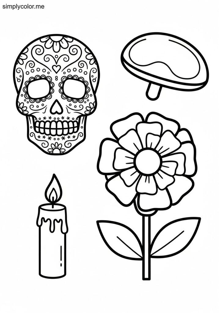 Coloring page for Day of the Dead printable for kids