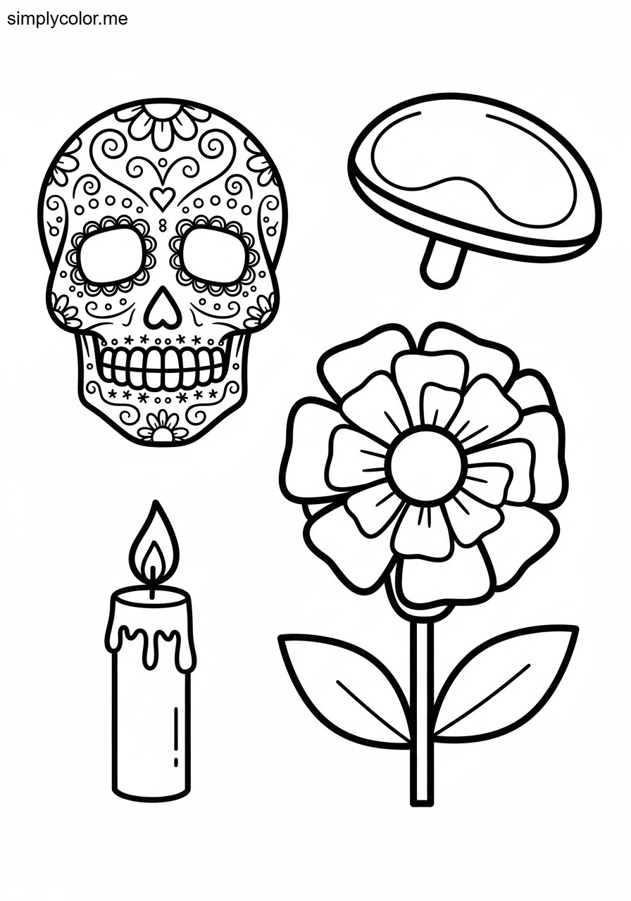 Coloring page for Day of the Dead printable for kids