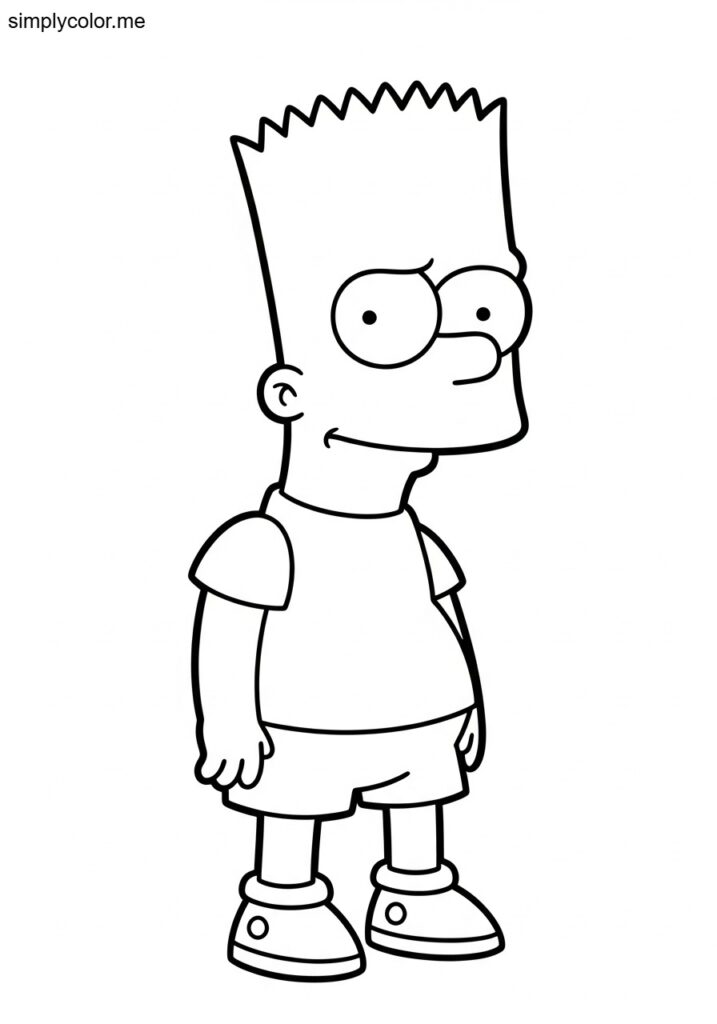 Coloring page of Bart Simpson printable for cartoon fans