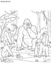 Coloring page of gorillas printable for animal fans Coloring page of gorillas printable for animal fans