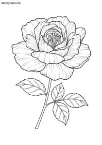 Coloring page realistic flowers printable for adults