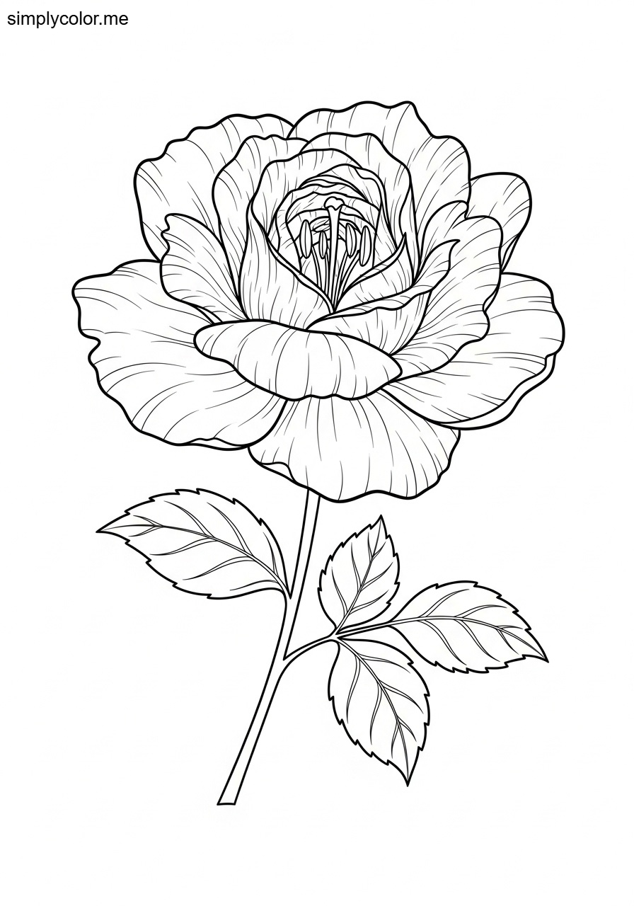 Coloring page realistic flowers printable for adults