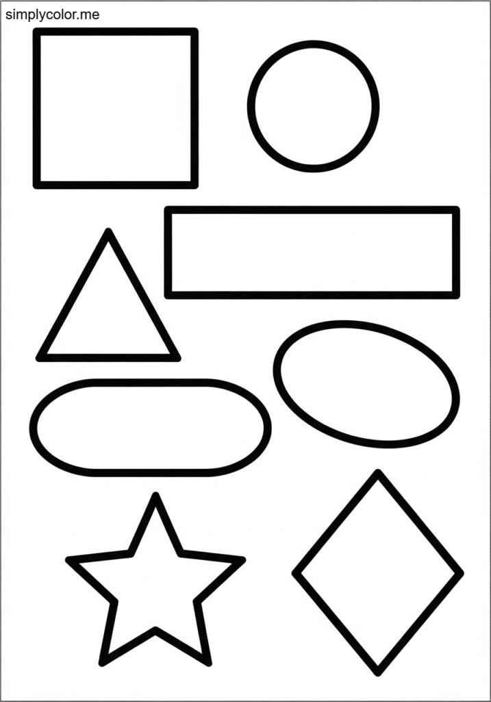 Coloring page with shapes geometric learning activity for kid