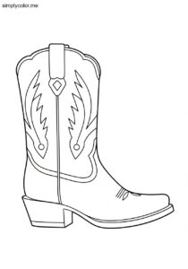 Cowboy boot coloring page printable for western-themed art