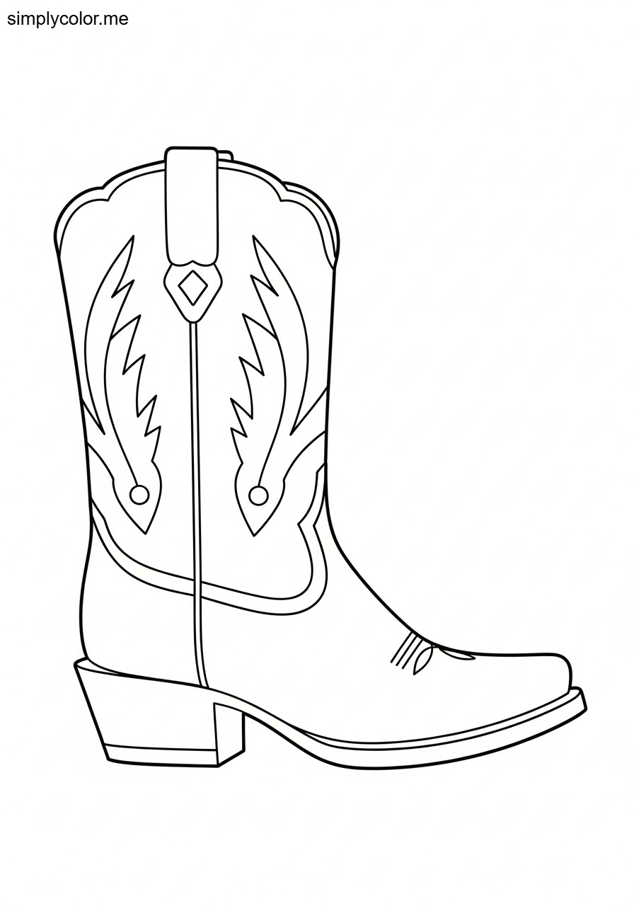 Cowboy boot coloring page printable for western-themed art