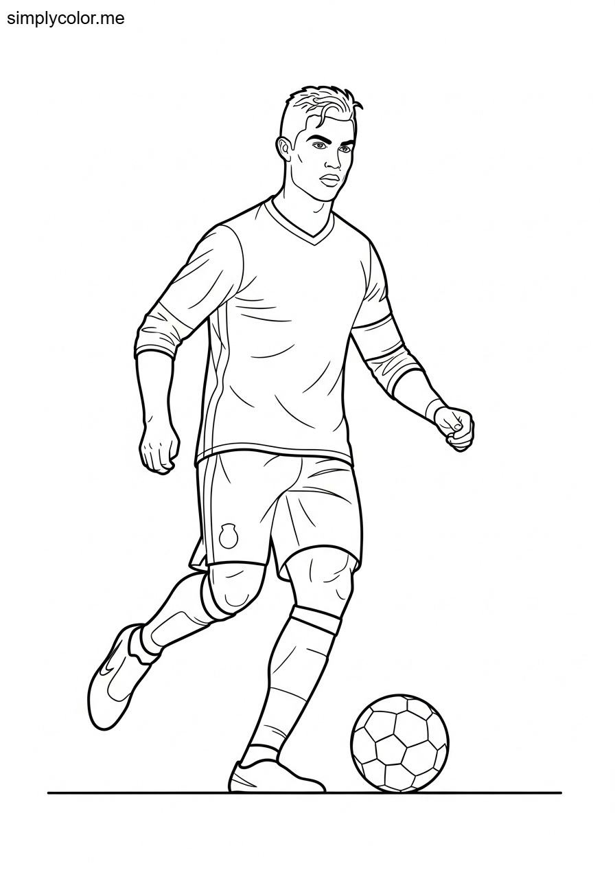 Cristiano Ronaldo coloring page printable for football fans