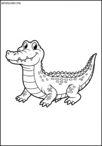 Crocodile coloring page printable for kids who love reptiles