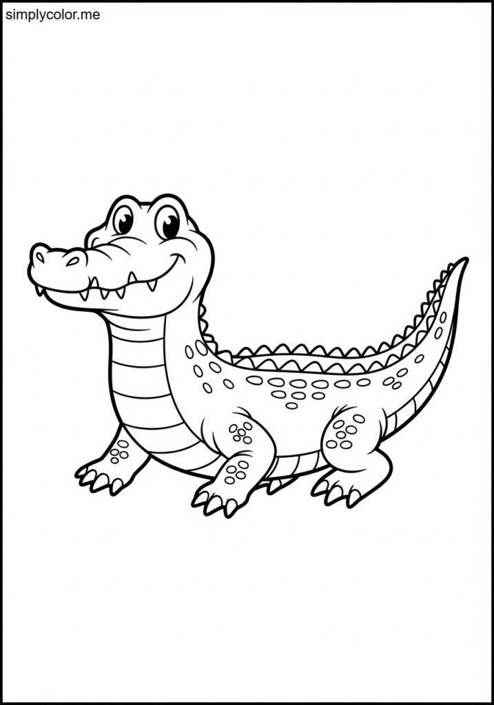 Crocodile coloring page printable for kids who love reptiles