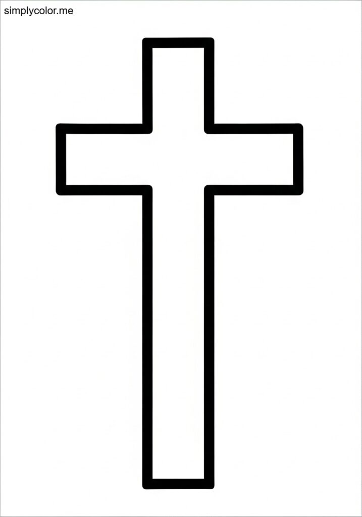 Cross coloring page printable for church and Easter crafts