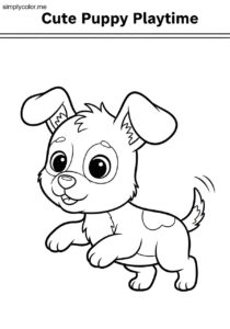 Cute puppies coloring page printable for kids