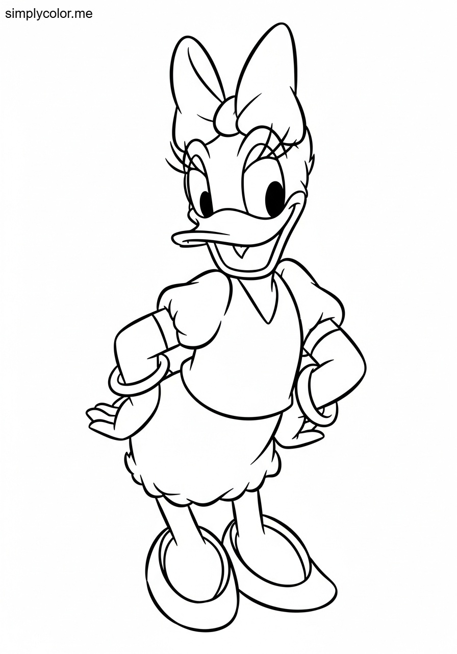 Daisy the duck coloring page Disney Donald Duck girlfriend fashionable character friend