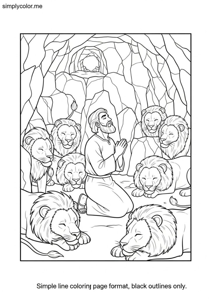 Daniel lions den coloring page Old Testament prophet trusting God faithful obedience lesson