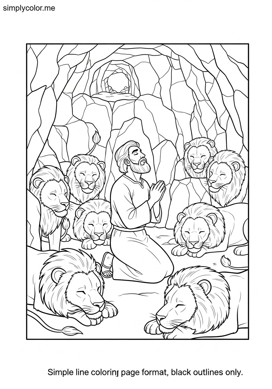 Daniel lions den coloring page Old Testament prophet trusting God faithful obedience lesson