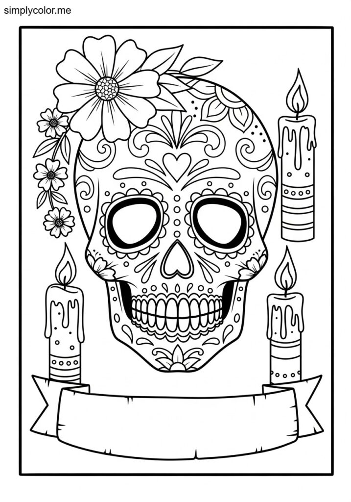 Day of Dead coloring page printable for cultural crafts