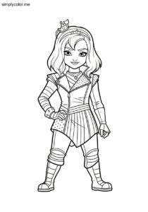 Descendants movie coloring page Disney villain kid design