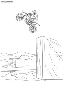 Dirt biking coloring page extreme motocross action and jump