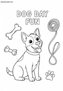 Dog day coloring page printable for pet lovers