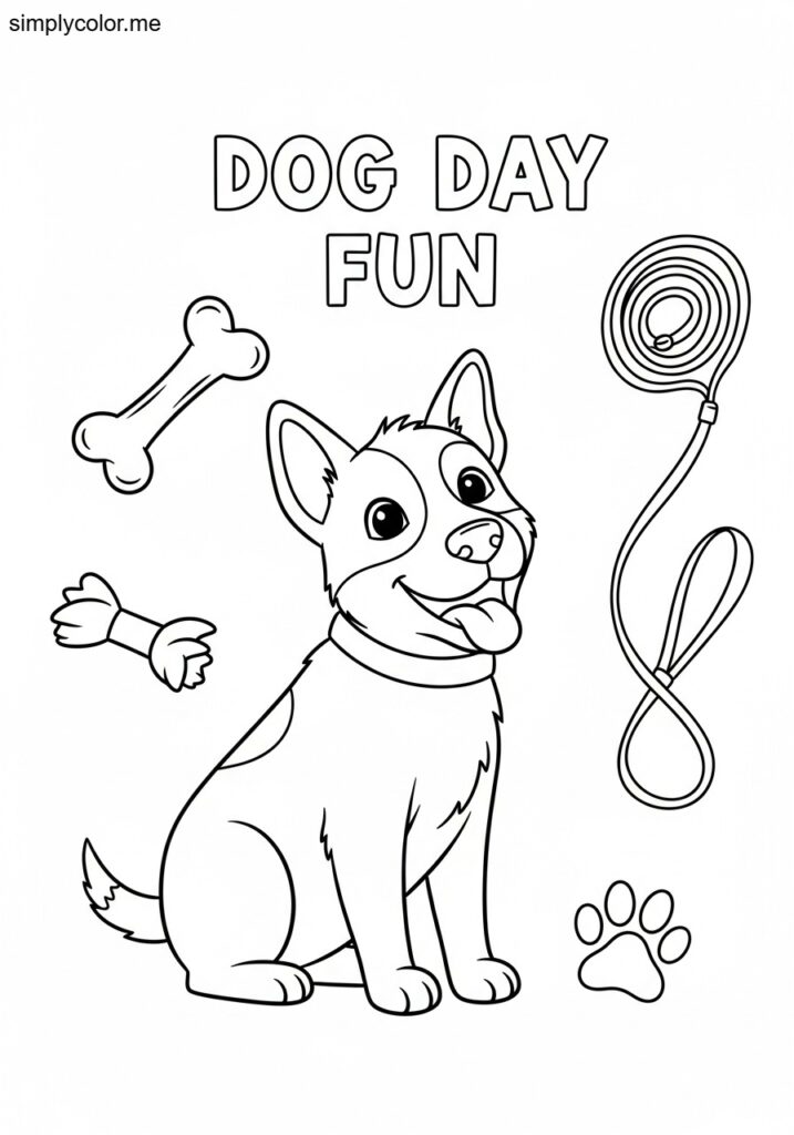 Dog day coloring page printable for pet lovers